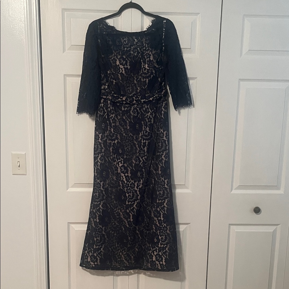 Christina Wu Navy Lace Long Sleeve Dress